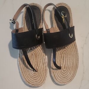Merona Black and Tan Espadrille Sandals